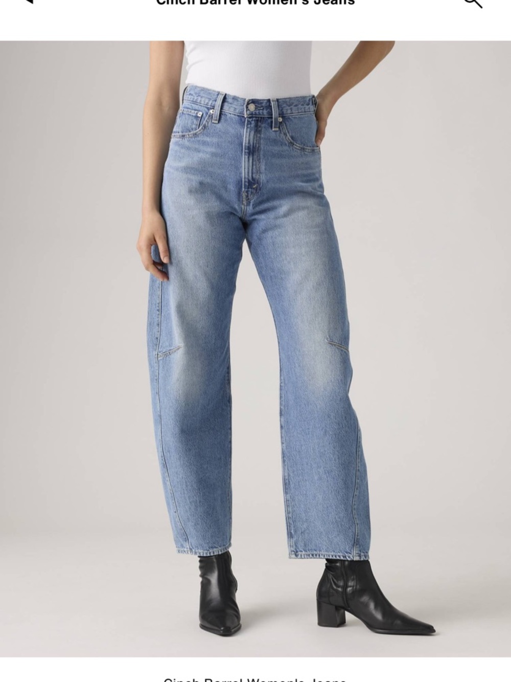 Levi’s cinched barrel medium blue wash jean size 27x31
